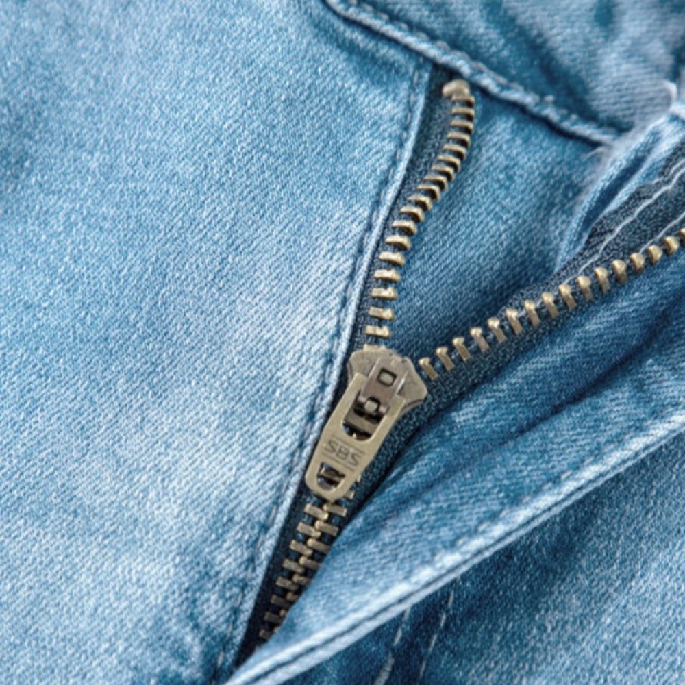 Light Blue High Rise Shift Slit Straight Leg Jeans - Picture 12 of 14